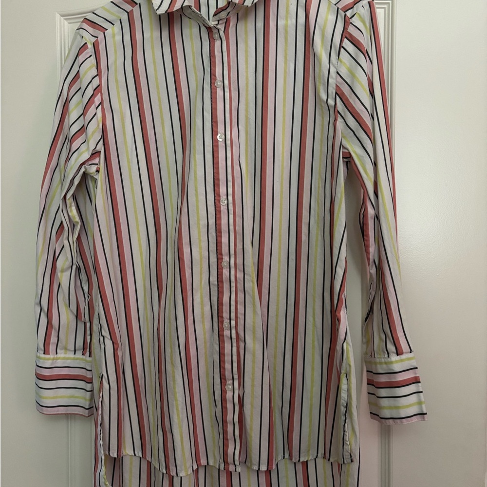 Oversized Striped Button-Up Shirt
